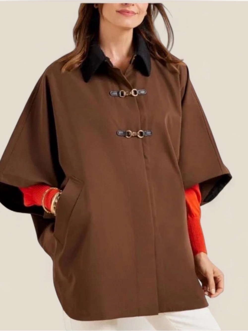 Talbots Chocolate Brown Woven
Water-Resistant Cape Equestrian Old Money